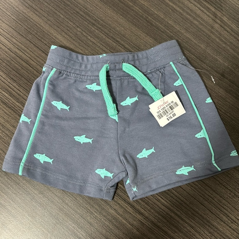 NWT! Okie Dokie Shark Baby Shorts